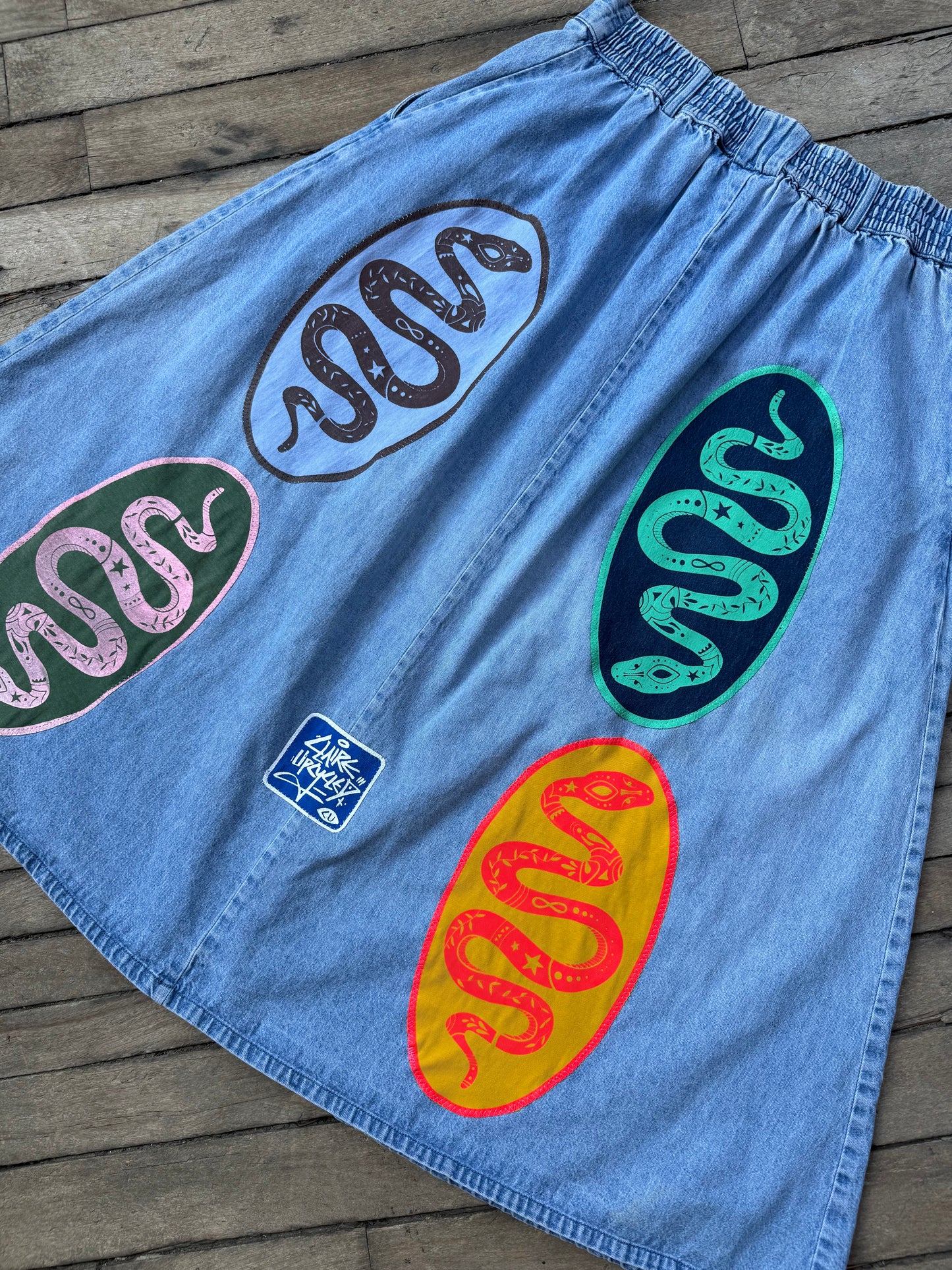 Cosmic Snake Vintage Skirt (Size 8)