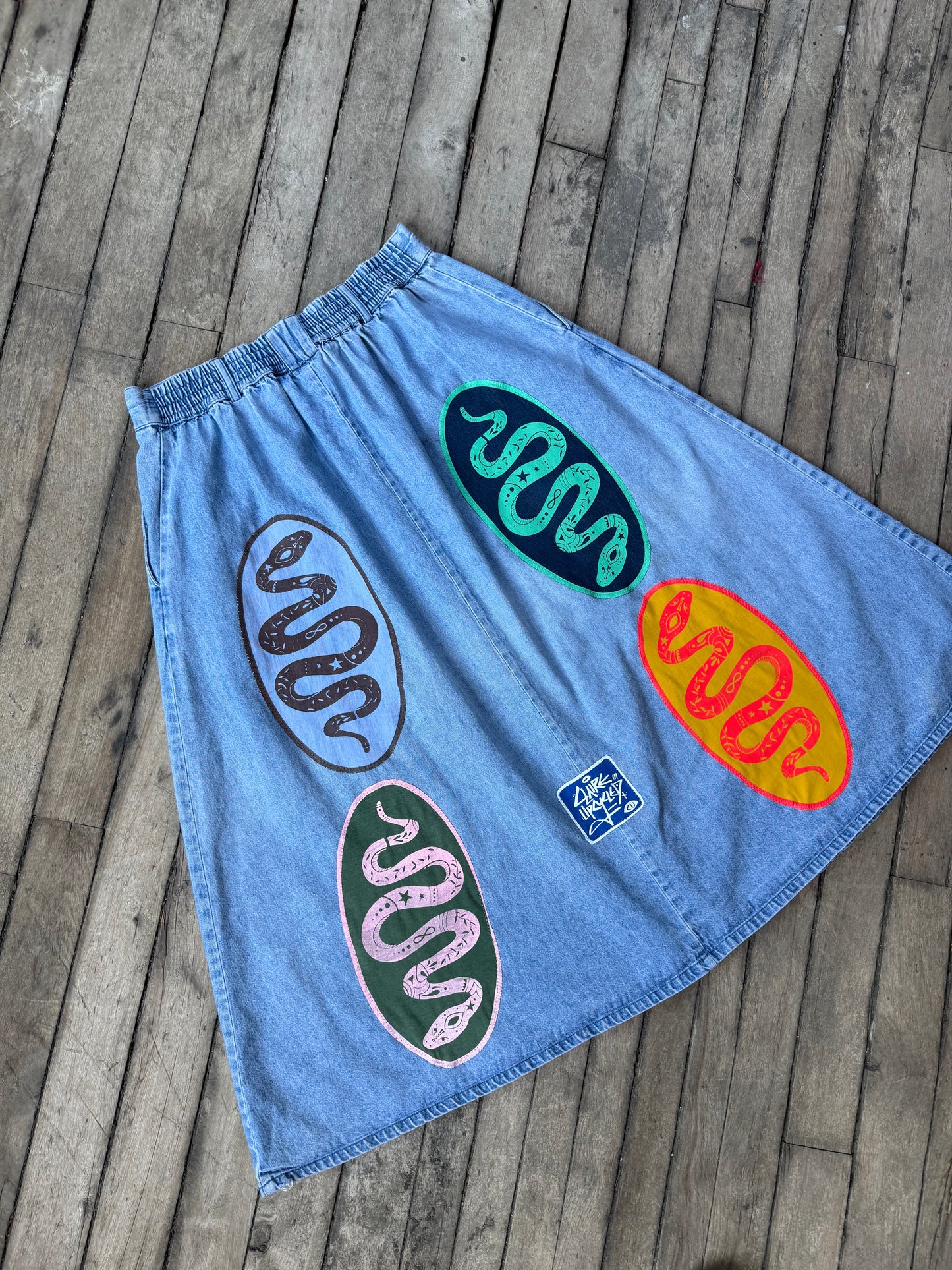 Cosmic Snake Vintage Skirt (Size 8)