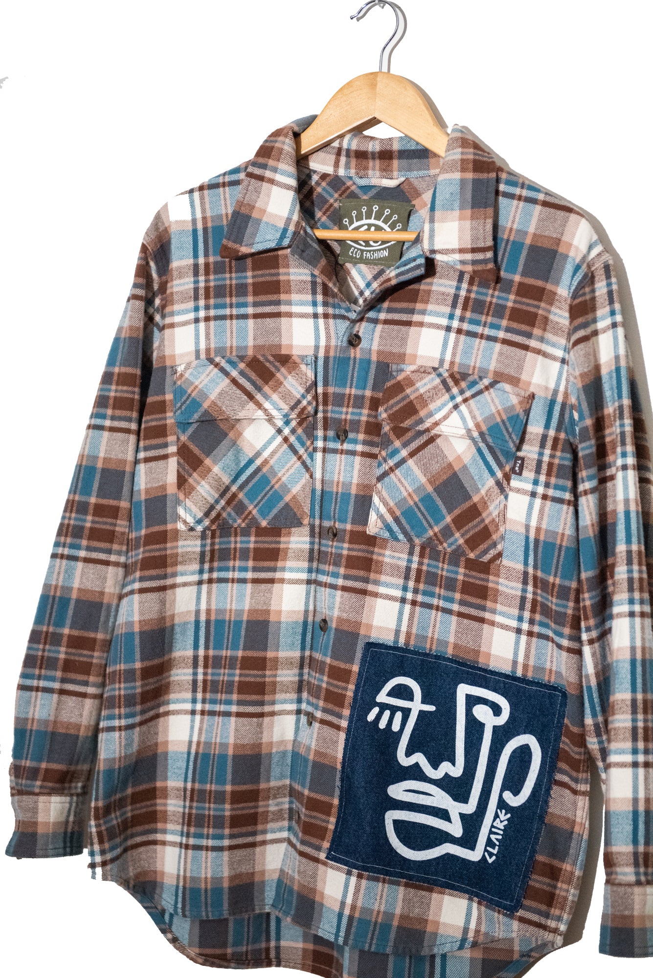 Muted with Jean Plaid Button-Up (L)