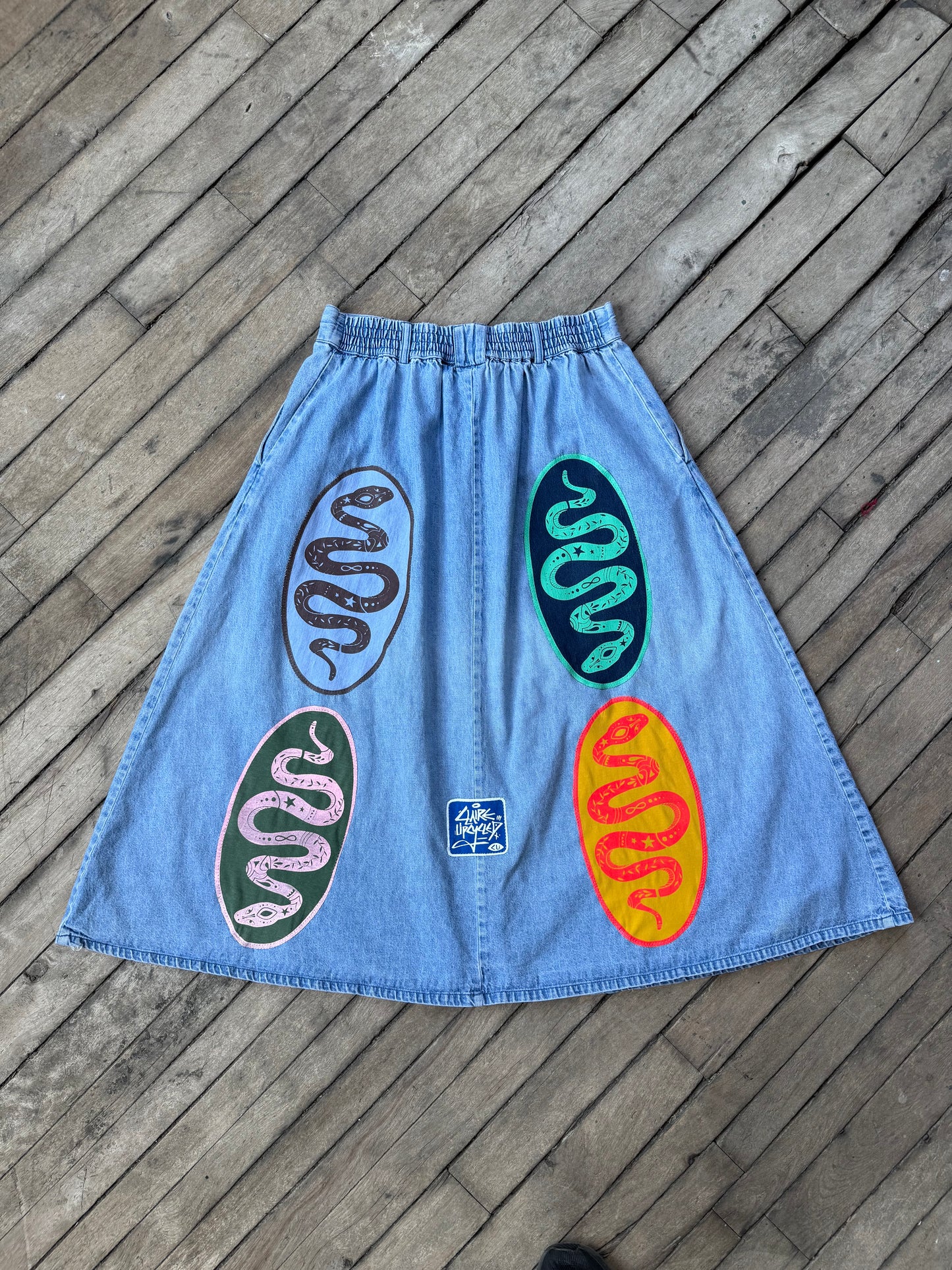 Cosmic Snake Vintage Skirt (Size 8)