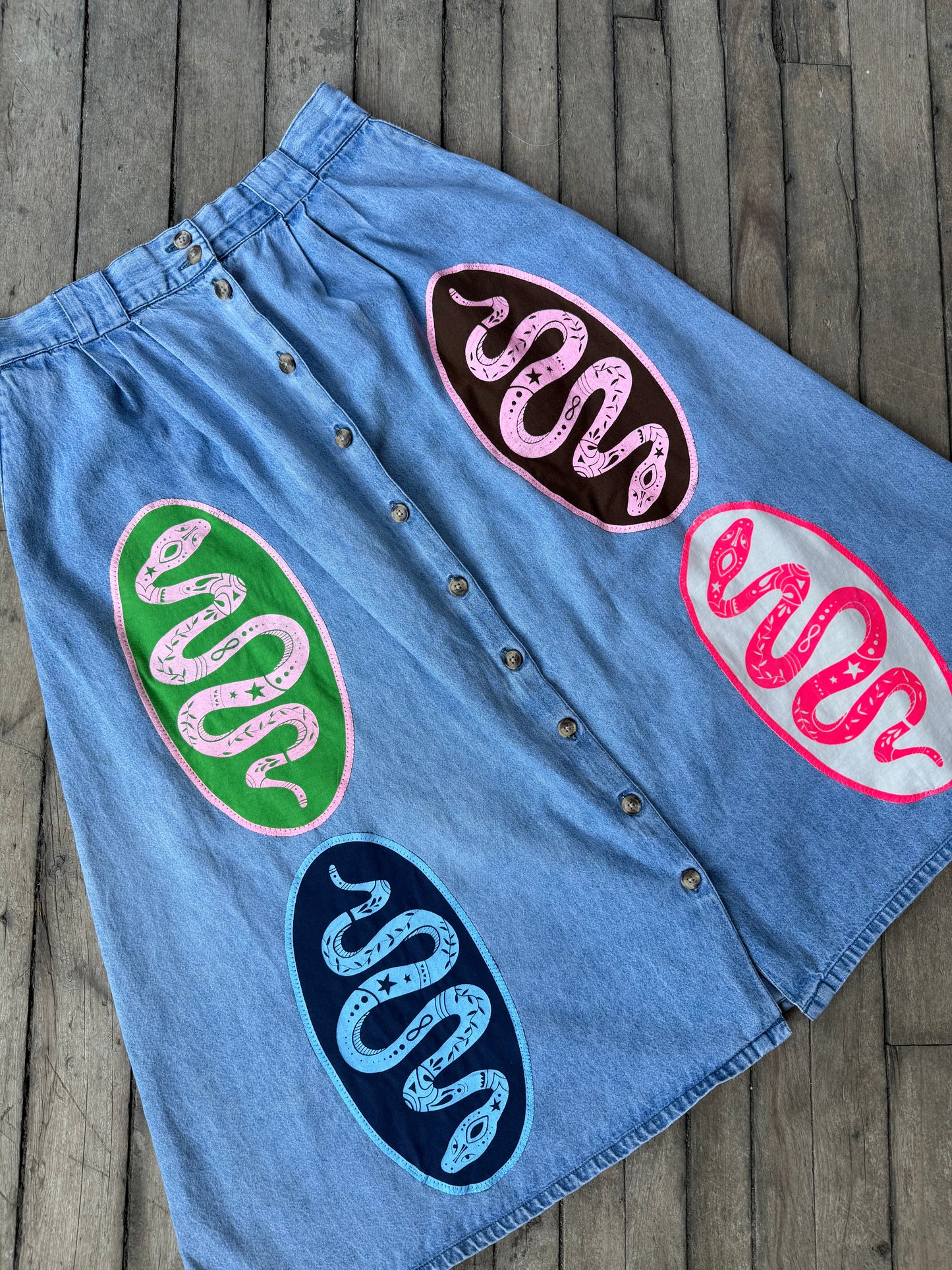 Cosmic Snake Vintage Skirt (Size 8)