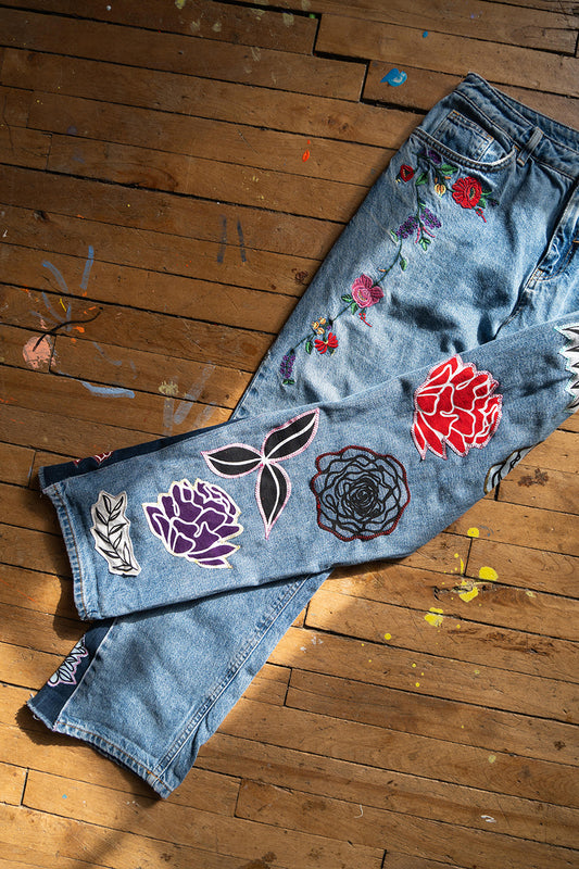 Floral Jeans (Size 8)