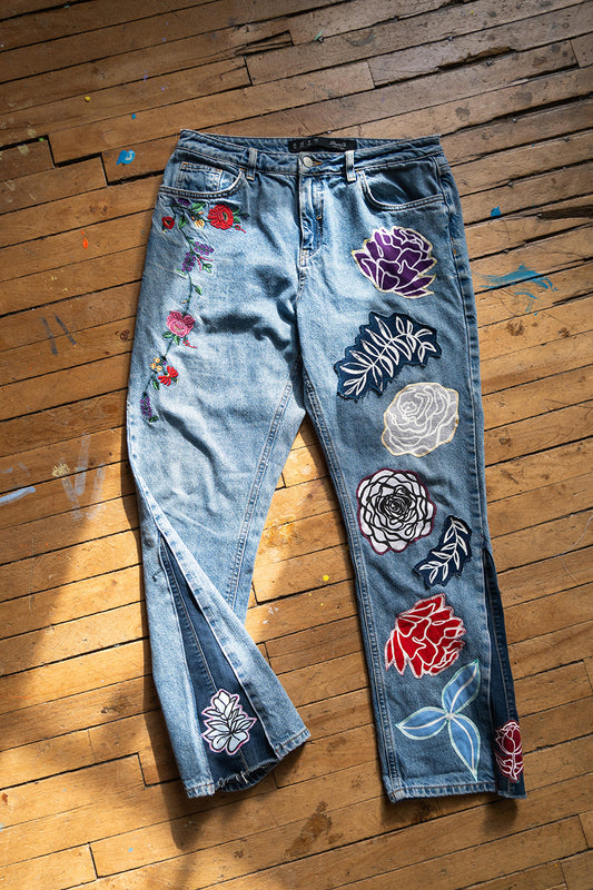Floral Jeans (Size 8)